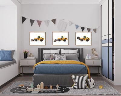 Construction Vehicle Set of 3 Posters | Boy Room | Digital Download