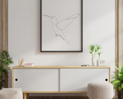 Humming Bird Line Drawing | One Line Drawing | Minimalistic Digital Download | Black and White
