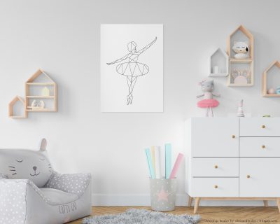 Ballet Dancer Wall Art | Minimalistic Ballet Dancer | Geometric Black and White